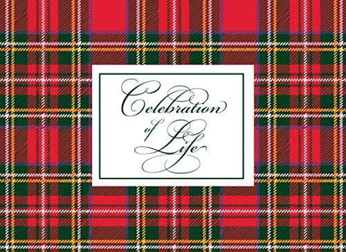 Celebration of Life: Red Tartan Plaid Funeral Guest Book