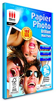Papier Photo - Papier photo A6 - Feuille A6 - Papier imprimante - Tirage photo - Papier impression photo - Papier Photo 10x15cm Brillant - Maxi Pack 180 Feuilles Papier Photo Brillant - 180 Feuilles