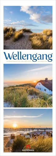Wellengang Triplet-Kalender 2027 | Spaziergang entlang der Küste | Stilvoller Meeres-Kalender im schlanken Hochformat (24x66 cm) | Triplet-Fotografie