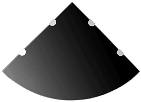 vidaXL Eckregal mit Halterungen Glasboden Glasplatte Glas Schwarz 45 x 45 cm