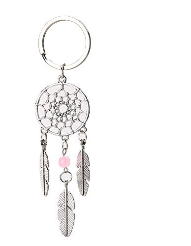 Broadroot Top Traumfänger Ton Schlüsselanhänger Ring Silber Künstliche Feder Quasten Schlüsselanhänger rose