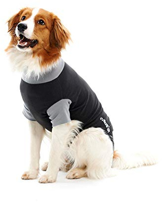 Buster Classic Body Suit for Dogs, Large, Black/Grey clear