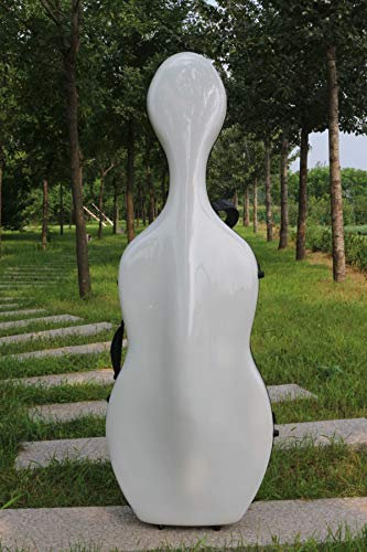 yinfente Cellokoffer 4/4 Kohlefaser-Box, volle Größe, stark, leicht, 3,7 kg, Cello-Zubehör, unterstützt 300 kg Druck, verstellbares Rückengurt-Rad