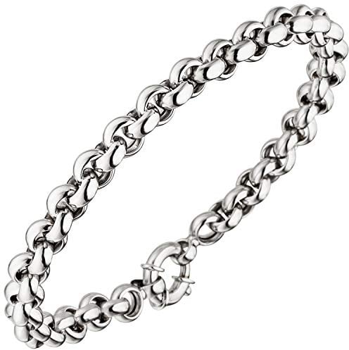 Jobo Damen Goldarmband Erbs-Armband aus 14 Karat 585 Weißgold 19 cm