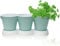 com-four® 3er Kräutertopf mit Untersetzer - Pflanzentopf für Blumen und Kräuter - Deko Blumentopf für Garten, Balkon und Wohnung (Kräutertopf - türkis)