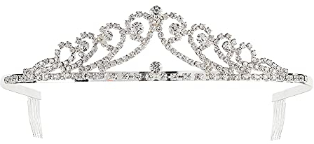 W WIDMANN MILANO Party Fashion 00279 - Strass Tiara, Haarreifen, Diadem, Königin, Karneval, Mottoparty