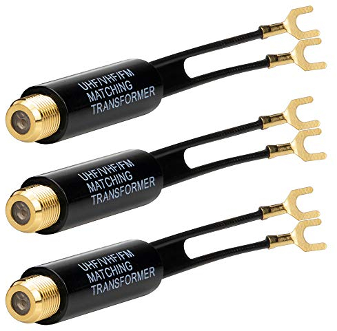 Matching Transformer, Ancable 3-Pack Gold Plated - 75 Ohm to 300 Ohm Adapter - UHF/VHF/FM Balun Transformer - Antenne Transformer Converter Adapters with F Female Jack for TV, Radio, Coax Antenna
