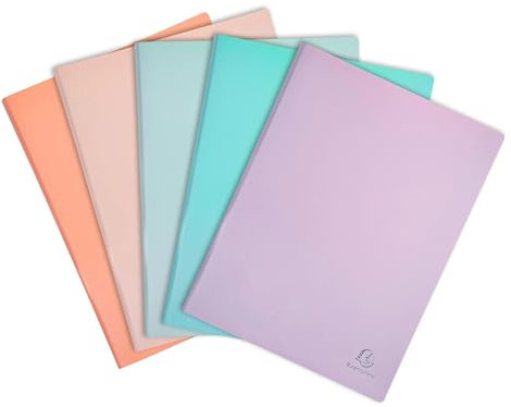 Exacompta - Réf. 88460E - Carton de 12 Protège-documents Aquarel - 40 pochettes cristal lisse - 80 vues - pour A4 - dim 24 x 32 cm - couverture en polypro semi-rigide - couleurs pastels assorties