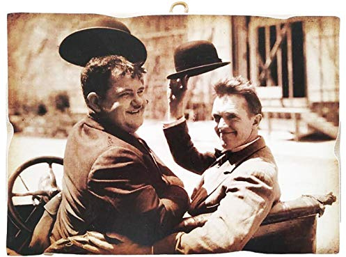 KUSTOM ART Bild im Vintage-Stil von Laurel & Hardy (Stan Laurel Oliver Hardy) aus der Kollektion Druck auf Holz