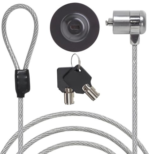 Waytex Antivol PC Système Complet avec Câble de Haute Sécurité Verrouillable à Clé et Plaque d’Ancrage Adhésive pour Ordinateur Portable, PC, Smartphone, Tablette - Longueur 2,00m