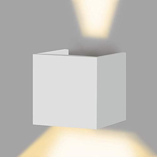 Applique LED cubo bianco 12W luce calda 3000K – IP65 da parete per esterno up and down con angolo luce regolabile 1000 lumen (12W - Bianco - Bianco caldo 3000k)