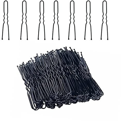 PKOUVOO 100 Stück Haarspangen, U-förmige Haarklammern Metall, Schwarzes Haarnadeln, Haarzusätze für Frauen Mädchen und Friseursalon (Schwarz)