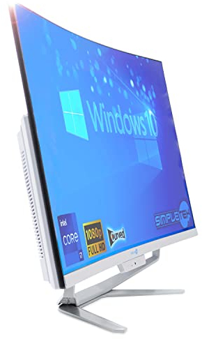SIMPLETEK All in One AiO 27 FHD Curvo Windows 10 Core i7 hasta 3.6GHz 16GB RAM SSD 2TB Ratón Teclado inalámbrico incluido Webcam PC Gaming Curved Streaming Casa Trabajo Ordenador para Niños