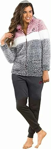 Lotto Tuta Donna in Pile con Zip Intera - Tuta in Pile Sherpa Effetto Agnellato - Tuta Donna Invernale Termica - Tuta Donna Completa (6040 BORDEAUX, L)