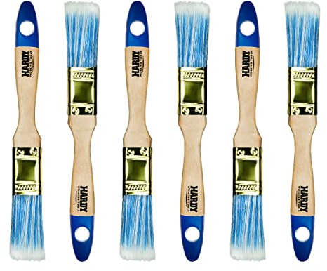HARDY WORKING TOOLS - Pinceaux Plats Série 42 - Largeur 25mm - Dédié Aux Peintures Acryliques et Vernis - Recouvrement Uniforme - Poils Synthétiques - Manche en Bois - 6 Pcs