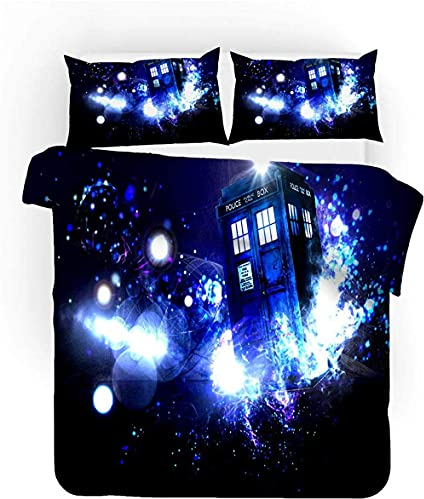 ESAAH Doctor Who Bettwäsche Set, 3D Digitaldruck Bettbezug Mit Kopfkissenbezug,Mikrofaser,Kinder Und Jugendliche Bettwäsche (A1,135x200cm+80x80cmx1)