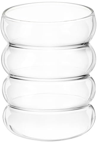 HANABASS Bicchieri per latte macchiato tazze da caffè in vetro vintage bolla bicchieri a coste bicchieri per latte soda