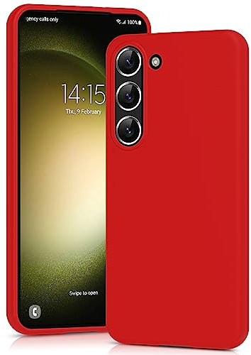 YATWIN Cover per Samsung Galaxy S23, Custodia in Silicone Morbido con Tagli di Precisione per Fotocamera, Protezione 360° con Bordi Rialzati, ‌Rosso‌