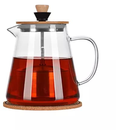 Teekanne aus Glas mit Sieb - 1500 ml Fassungsvermögen - Wasser Krug mit 1,5 Liter - Teekanne mit Siebeinsatz - Deckel und Edelstahl Sieb abnehmbar