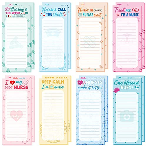 TaoBary 16 Pieces Nurse Magnetic Notepads Nurse Thank You Gift Nurse Party Decoration Refrigerator Groceries Shopping List Nurse To Do List Nurse Grocery List Magnet Pad for Fridge