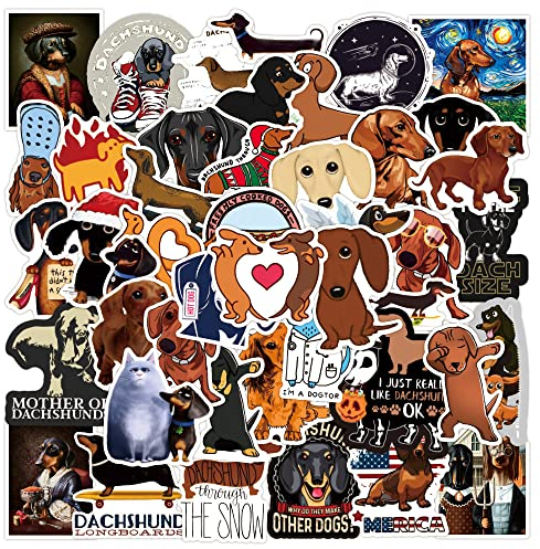 Dachshund Aufkleber 50 Stück Vinyl Aufkleber für Laptop, Stoßstange, Skateboard, Wasserflaschen, Computer, Telefon, Cartoon-Anime-Aufkleber für Kinder, Teenager, Erwachsene