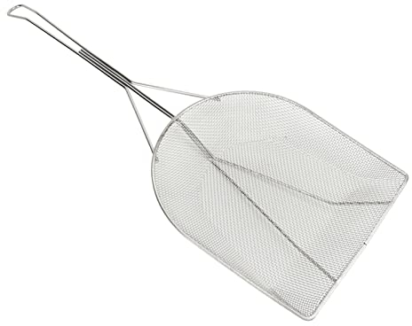 Cucchiaio per Colino in Acciaio Inossidabile, Cucchiaio per Schiumarola a Forma Quadrata per Friggere e Cucinare, Mestolo per Schiumarola a Ragno con Manico Lungo per Friggere (Grande)