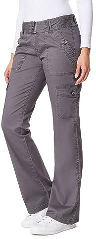 WallFlower Damen Feisty Curvy Cargo Flare Low Rise Belted Insta Stretch Juniors Pants Jeans, Black Pearl, 43