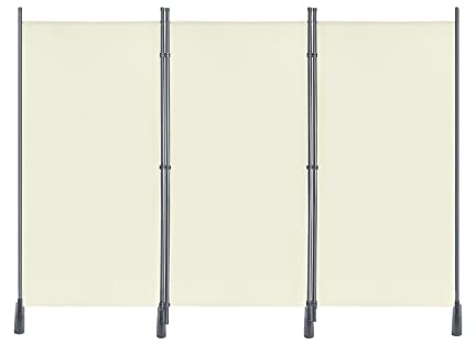 UISEBRT Paravent 275 x 180 cm Raumteiler Freistehend Trennwand 3 Teilig Stellwand mit Standfuß Sichtschutz für Büros Balkon Garten - Beige