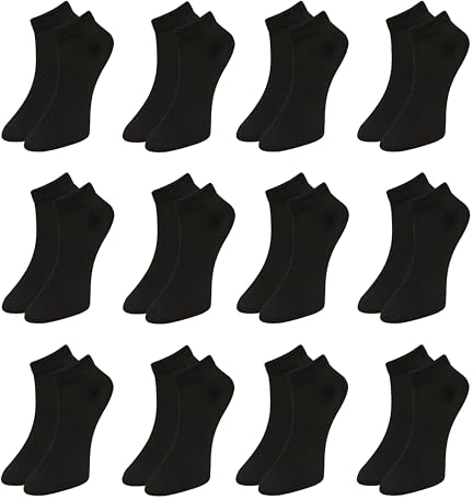 Arbeitssocken Kurz, Quarter Socken, Baumwollsocken, Sneakersocken, Kurzsocken - füßlinge & sneakersocken für herren und damen- Herren 43-46, Damen 35-42 - Weiß, Grau, Schwarz, 6 und 12 Paar