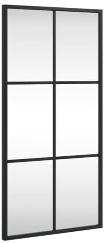 vidaXL Wandspiegel, Hängend Rechteckig Spiegel Badspiegel, Fensterspiegel für Badezimmer Wohnzimmer, Dekospiegel Flurspiegel, Schwarz 30x60 cm Eisen