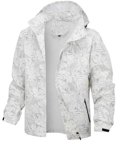 PADOLA Veste Homme mi Saison Veste de Pluie Homme Coupe Vent imperméable Blousons Printemps été Softshell Camouflage Legere Manteau Automne Hiver (5 Blanc L)