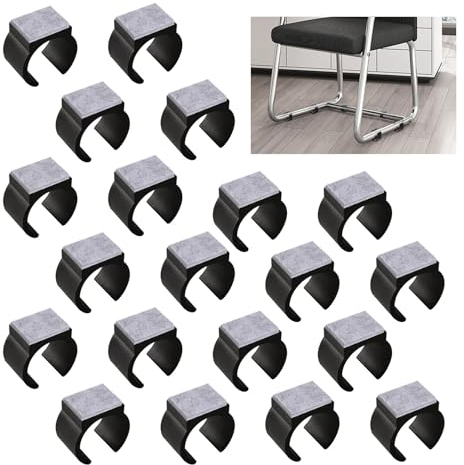 UFURMATE Stuhlpolster, 35 mm, Kunststoff-Stuhlbein-Bodenschoner mit Filz-Pads, U-förmiger Stuhlrohr-Bodenschoner, rutschfest, rechteckig, Stuhlbeine, Spitzenkappen für runde Schlittenbeine (schwarz),