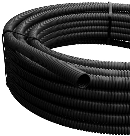 Wellrohr schwarz 10 mm x 10 m ohne Schlitz- UV Beständig für Kabel - Leerrohr für Erdkabel & Leitungen - Wetterfester & Flexibler Kabelschutz - Industrieller Isolier Kabelschlauch