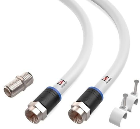Inbrackets Ultimate Extension Cable Lead Kit for Virgin Media TV, Broadband, TiVo, and Superhub – Enhanced Connectivity with Clips White (1 Metre)