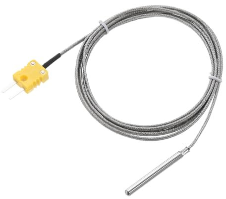 QUARKZMAN K Tipo Termocoppia con Spina, Sonda Sensore Temperatura Misuratore 0 a 600°C (32 a 1112°F) Acciaio Inossidabile, 5x50mm 6.6ft Filo