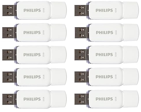 Philips Snow Edition 2.0 USB-Flash-Laufwerk USB-Stick 10x 32GB für PC, Laptop, Computer Data Storage, Lesegeschwindigkeit bis zu 23 MB/s