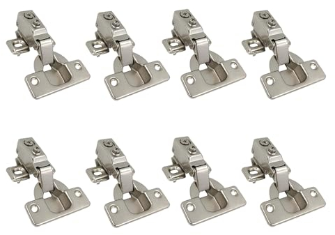 LIKERAINY 95Deg Full Overlay Face Frame Hinge 35mm with Hydraulic Damper for Cabinet Door Compact Soft Closing Short Mini Hinges for Cabinet Cupboard Wardrobe Pack of 8