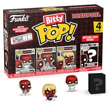 Funko Bitty POP! 4 Pack: Marvel - Deadpool Sleepover, LARP, Heavy Metal | Offizielles Superheroes Merch - Winzige Mini Figuren mit Display Regal - Tortendeko, Mitgebsel und Wichtelgeschenk