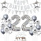 Geburtstagsdeko 22 Jahr Silber - Luftballons, Ballon, Party Deko für Mädchen Jungen - Tortendeko