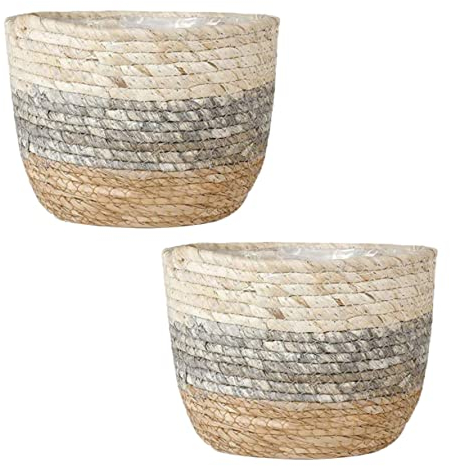 BESPORTBLE 2st Blumenkorb Pflanzgefäß Aus Geflochtenem Korb Tischkörbe Geflochtene Blumenkübel Bauernblumentöpfe Geflochtene Mehrzweckkörbe Vase Gras Rattan Behälter Für Blumenarrangements