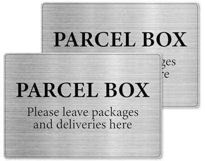 YIKIADA Parcel Box Sign Aluminium Self-adhesive 150 mm × 100 mm Waterproof Package Signage Reflective Delivery Packets for Home Office Shop Indoor Outdoor Pack of 2