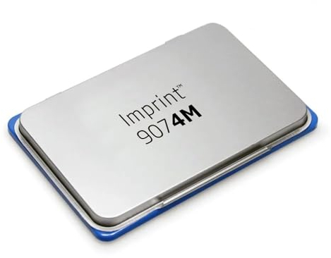 Trodat 9074M Imprint Stempelkissen, blaue Tinte auf Wasserbasis, für Handstempel, große Formate, Größe 160 x 90 mm, Rahmen aus Metall und Kunststoff