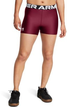 Under Armour Damen HeatGear Shorty Shorts, Kardinal/Weiß, S