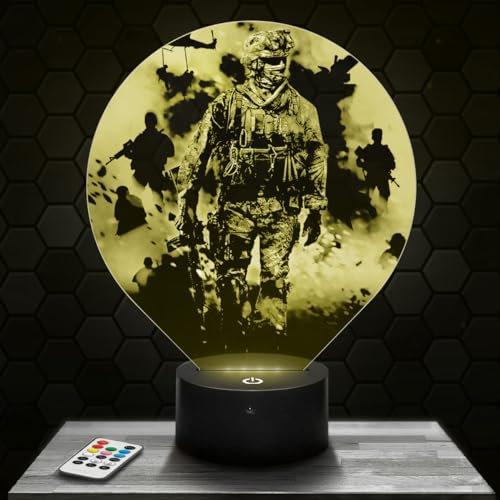 Lampe de chevet COD MW2 James Ramirez décoration chambre garçon Gaming Gamer Jeux video Idée cadeau COD MW2 James Ramirez idée cadeau décoration veilleuse deco bureau. Idée Cadeau ado original