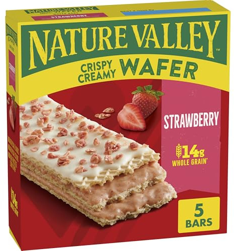 Nature Valley Crispy Creamy Wafer Bars, Strawberry, Whole Grain, 5 Bars, 6.5 oz