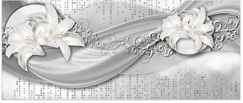 wandmotiv24 Leinwandbild abstrakte Lilien grau Silber 120x50cm (BxH) M0524