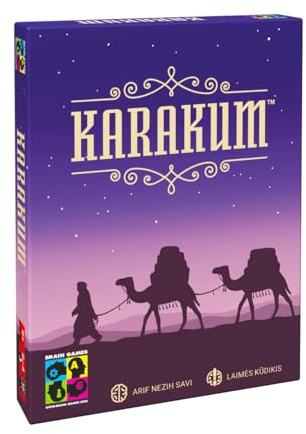Brain Games Karakum – Kartenspiele zum Spielen – Sammeln Sie Ressourcen, um den wertvollsten Wohnwagen zu erstellen, um die Wüste des Karakums zu überqueren – ab 8 Jahren – 2 bis 4 Spieler – 15