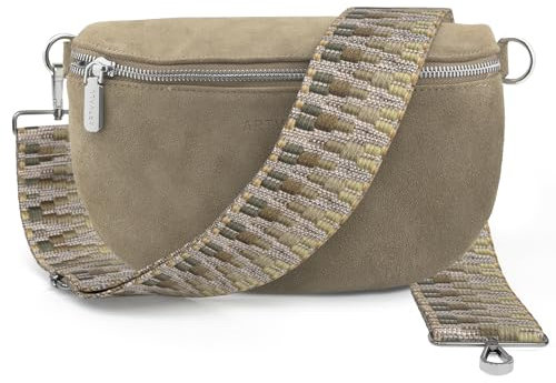 ARTVALL - Umhängetasche Wildleder Tasche Handtasche Velours Bauchtasche Klein mit Schultergurt Design Taschenband abnehmbar verstellbares Riemen Crossbody Bag Echt Ledertasche Damen mit Reißverschluss
