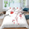Homemissing Fleurs de Cerisier Japonais Parure de Lit Peinture de Montagne à l'encre Imprimer Enfants Housse de Couette 240x260cm Garçons Filles Adolescents Aquarelle Sets de Housse de Couette