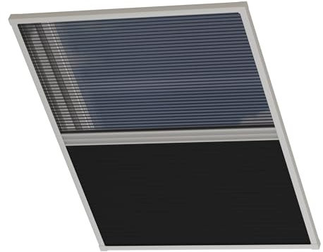 Cocoon Verdunklungsrollo 80x120 - Thermo Rollo Verdunkelung - Dachfenster Verdunkelung - Schwarzem mit Schwarzem Moskitonetz